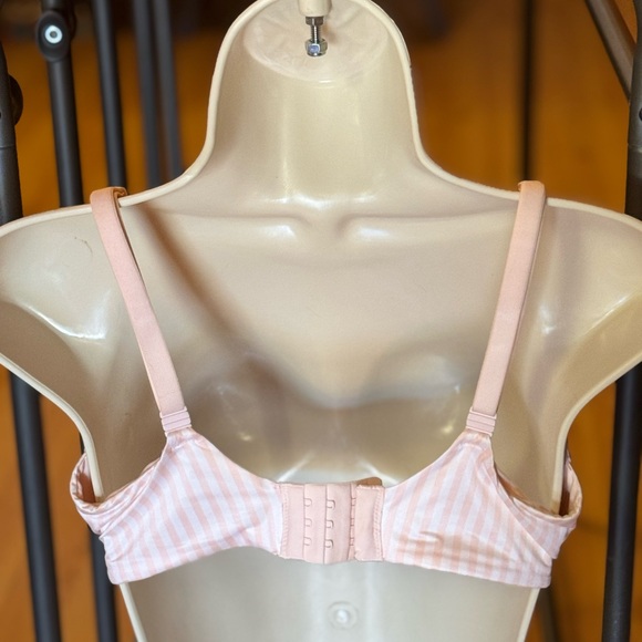 Victoria’s Secret White and Pink Striped Body by Victoria Satin Bra 34DDD - Picture 3 of 3